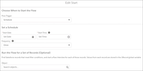 Screen capture of the scheduled flows feature