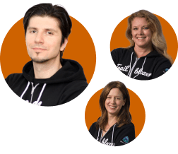 Headshots of Marketing Champions Fedja Fidahic, Sara Camden, and Jen Kazin