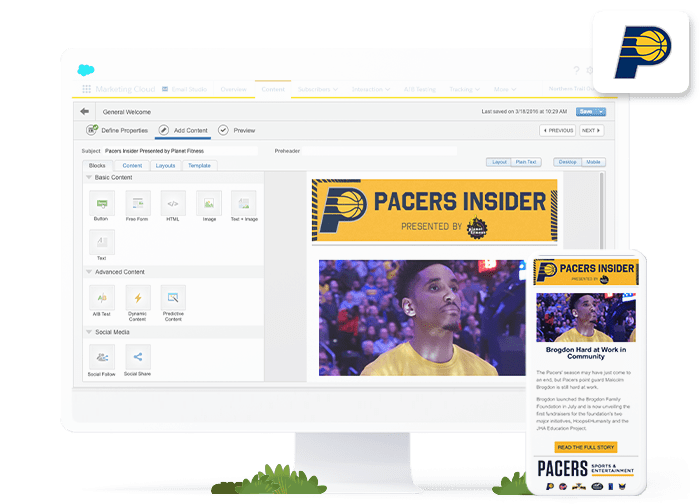 Indiana Pacers website on two devices