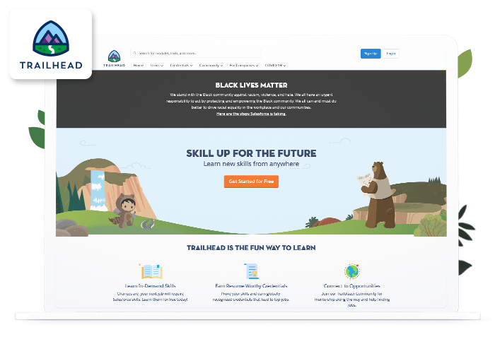 Trailhead online learning home page