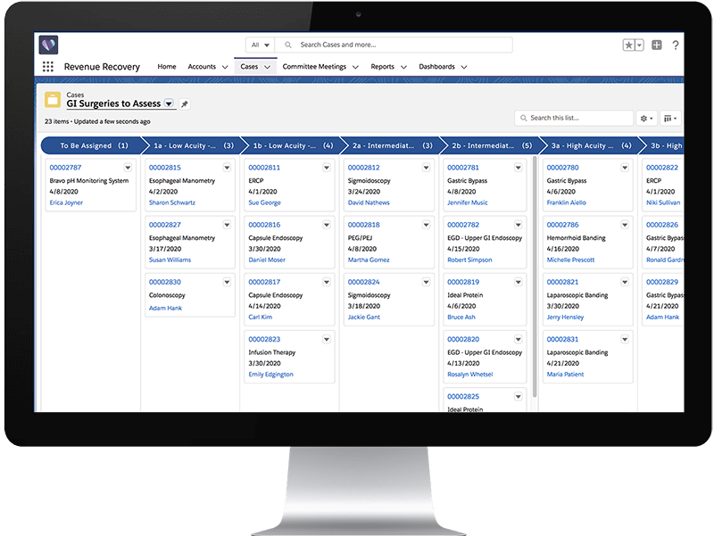 Image showing Cases dashboard in Salesforce Health Cloud displayed in a desktop device