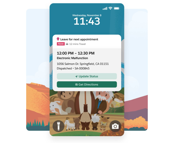A mobile field service scheduling notification