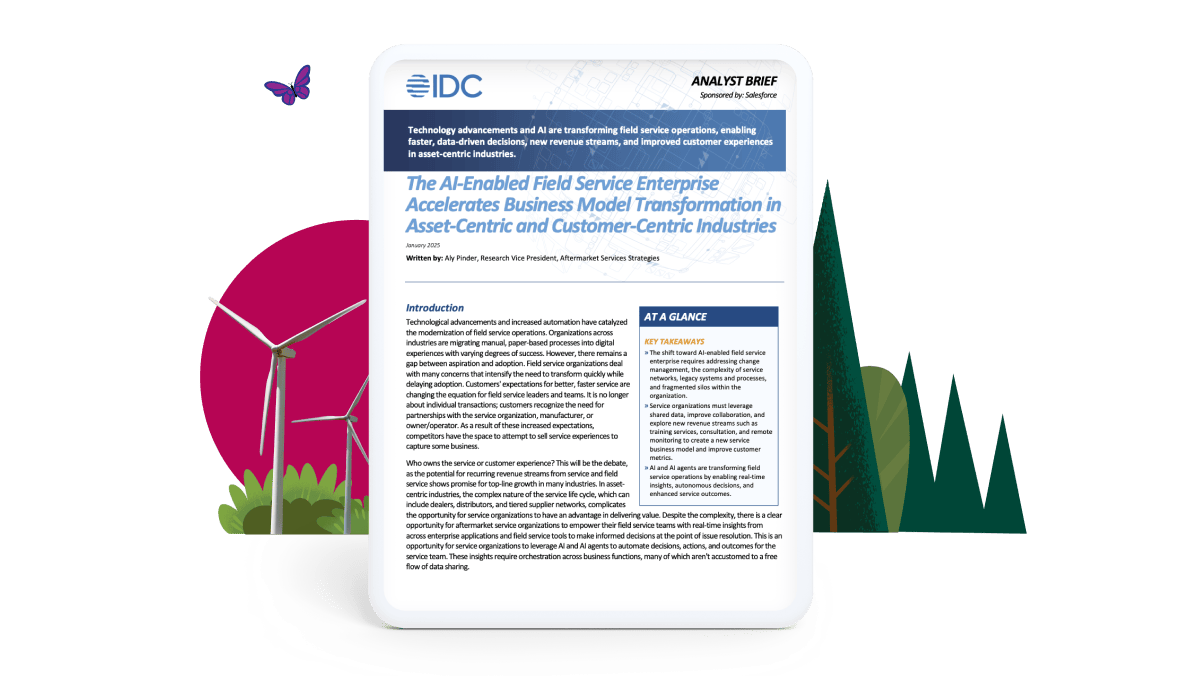 "The AI-Enabled Field Service Enterprise Accelerates Business Model Transformation in Asset-Centric and Customer-Centric Industries” article.