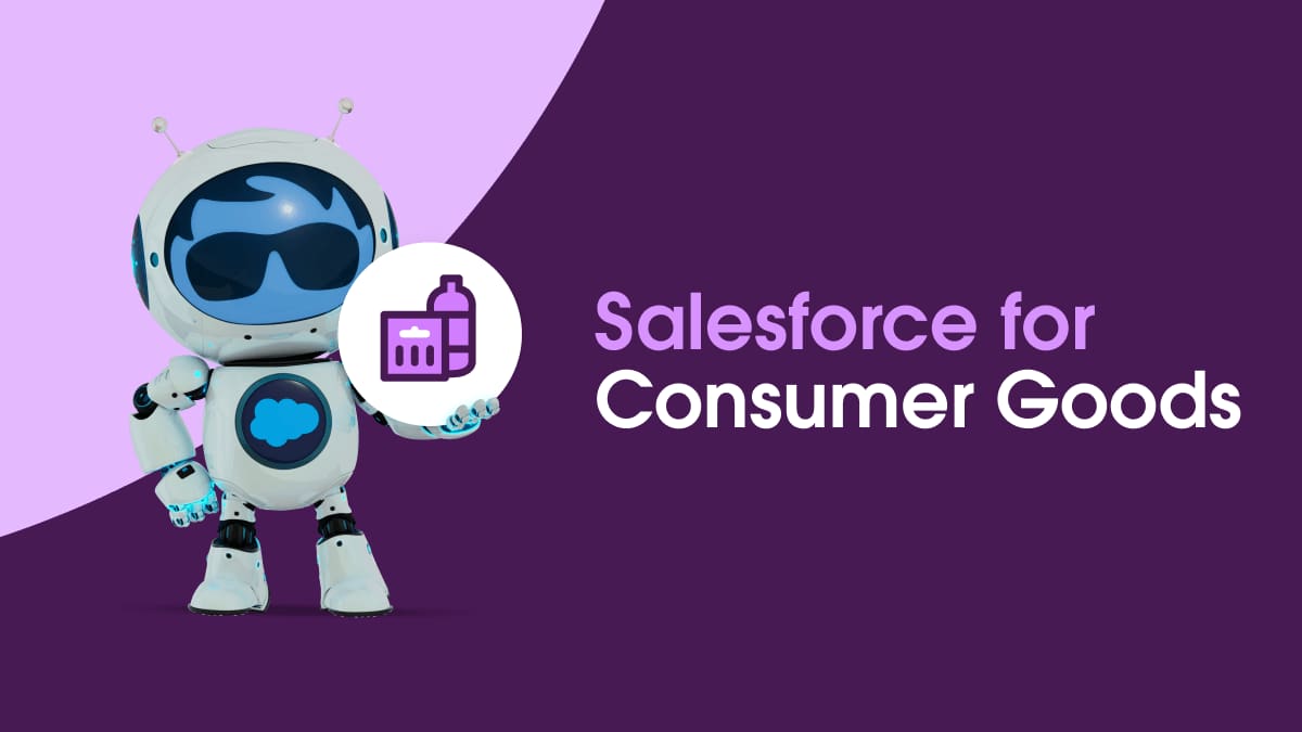 An agent Astro holding the icon for Salesforce for Consumer Goods.