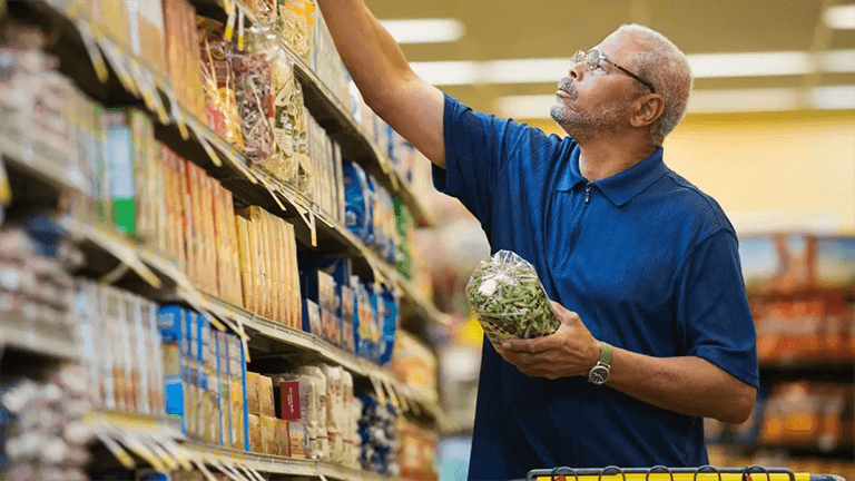 Man shopping in grocery store