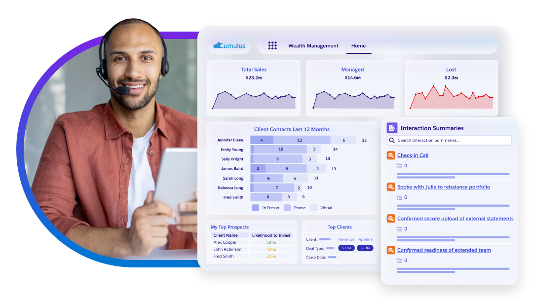 image of a man with an example of Financial Services Cloud