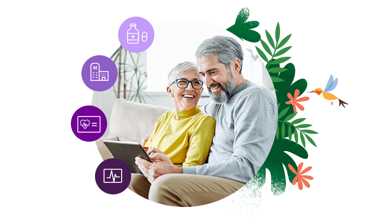 Woman and man looking at tablet together