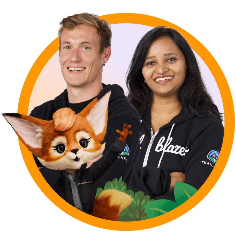 Appy, una mascota de Salesforce, muestra logotipos de socios como nCino y Nice inContact