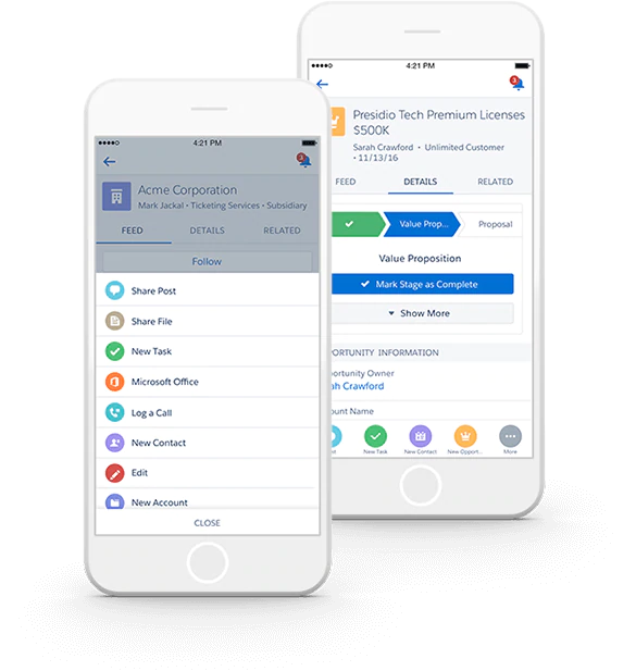Salesforce screen displayed in mobile device
