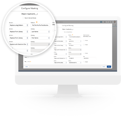 Gobierno de datos: Configuración de proceso de enmascarado mostrado en versión de escritorio.