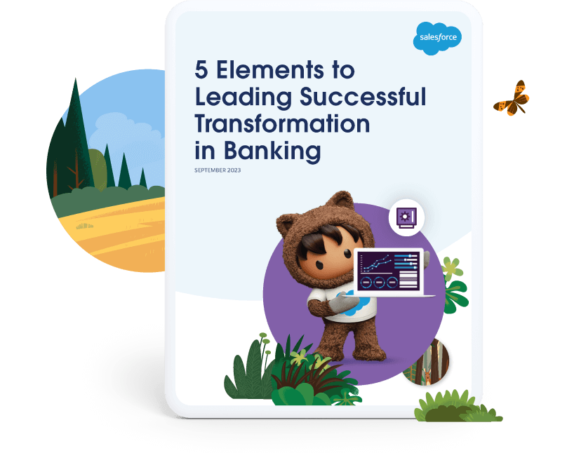 Cover of the "5 elements to leading successful transformation in banking" report