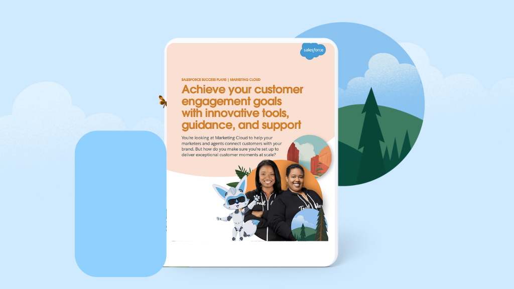 A tablet displaying the cover of the Marketing Cloud and Success Plans datasheet.