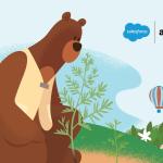 Salesforce bear mascot illustration with the Salesforce and Accenture logos