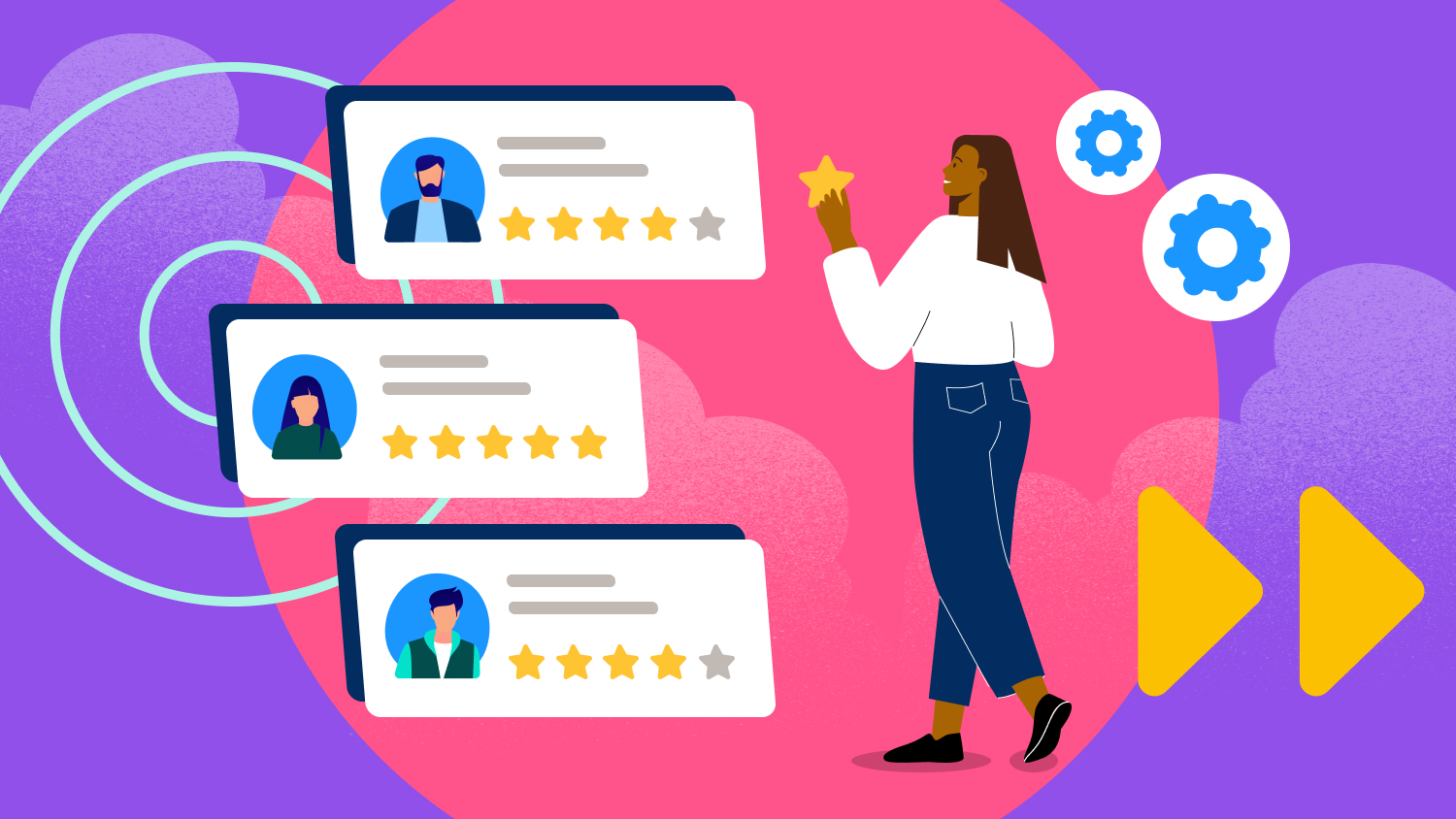 Sales rep doing sales performance management planning handing out stars