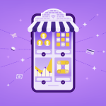 Illustration of small business online store on mobile.