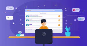 Illustration showing a CRM manager in action.