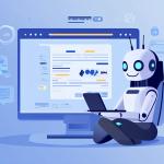 Illustration showing AI customer service bot for small and growing businesses.