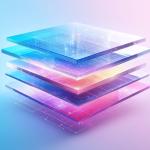 An illustration showing agentic AI visual as stacked data layers transforming shapes, vibrant pastel color, isolated background