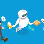 Illustration showing human teams working with AI.