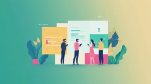 Illustration of customer retention strategy on visual whiteboards with a small team of people.