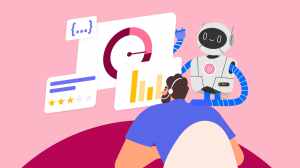 [Illustration] A manager and an AI agent review unified data in a contact centre.