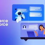 Illustration of a sales rep speaking on the phone, while an AI agent handles background tasks / agentic sales