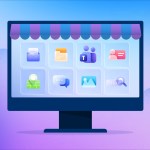 Logos of ten alternatives to Microsoft Teams arranged in the window of a small business.