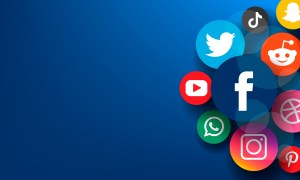 A banner image of the social network icons of the major media platforms in circle chips on the right, across a navy blue background.
