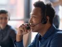 Customer service agent takes a call