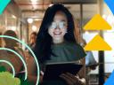 Tech sales rep smiling and holding a tablet