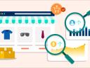 Charts and graphs depicting an optimized ecommerce website showing up in search engines