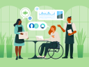 Illustration showcasing artificial intelligence (AI) tools for small businesses.