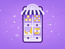 Illustration of small business online store on mobile.
