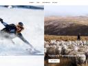 Image of a person skiing next to an image of a lot of sheep