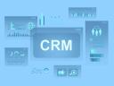 Free vs Paid CRM icons on blue