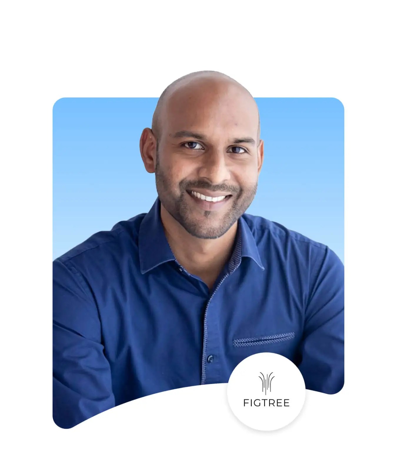 Headshot of Rameez Ishmael, IT Operations Manager at FigTree Financial, smiling in a blue shirt.