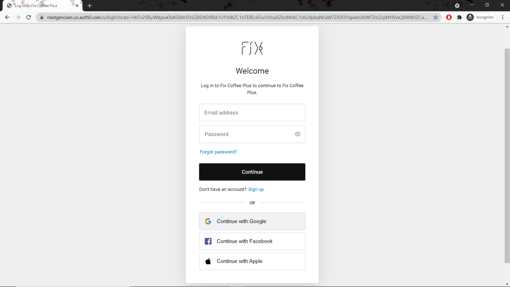 A screenshot showing a login screen powered by Customer Identity Plus