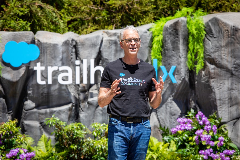 Parker Harris on stage at TrailheaDX 2021