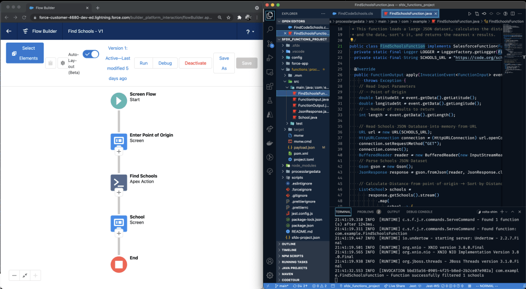 A screenshot showing Salesforce Functions