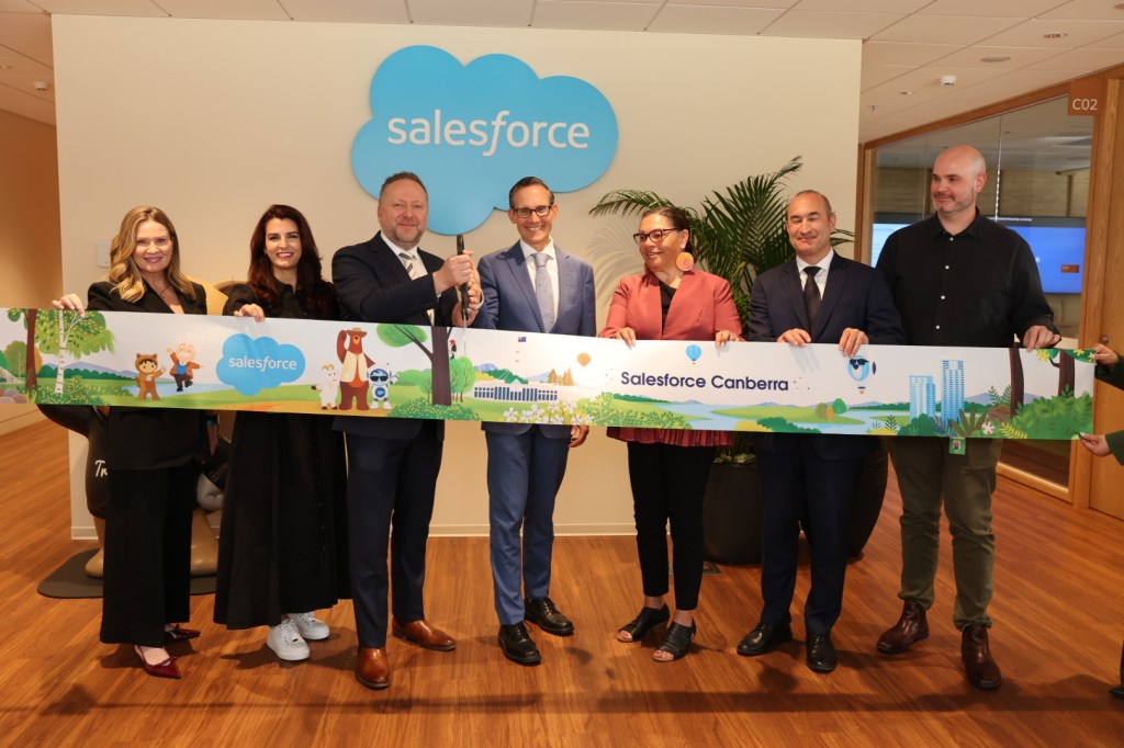 Ribbon cutting ceremony from new Salesforce office in Canberra. 