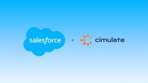 Salesforce and Cimulate logos on a gradient blue background