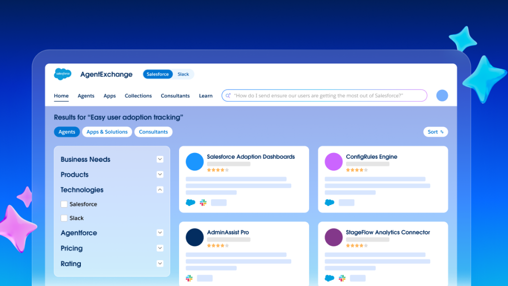 View of the new AgentExchange marketplace