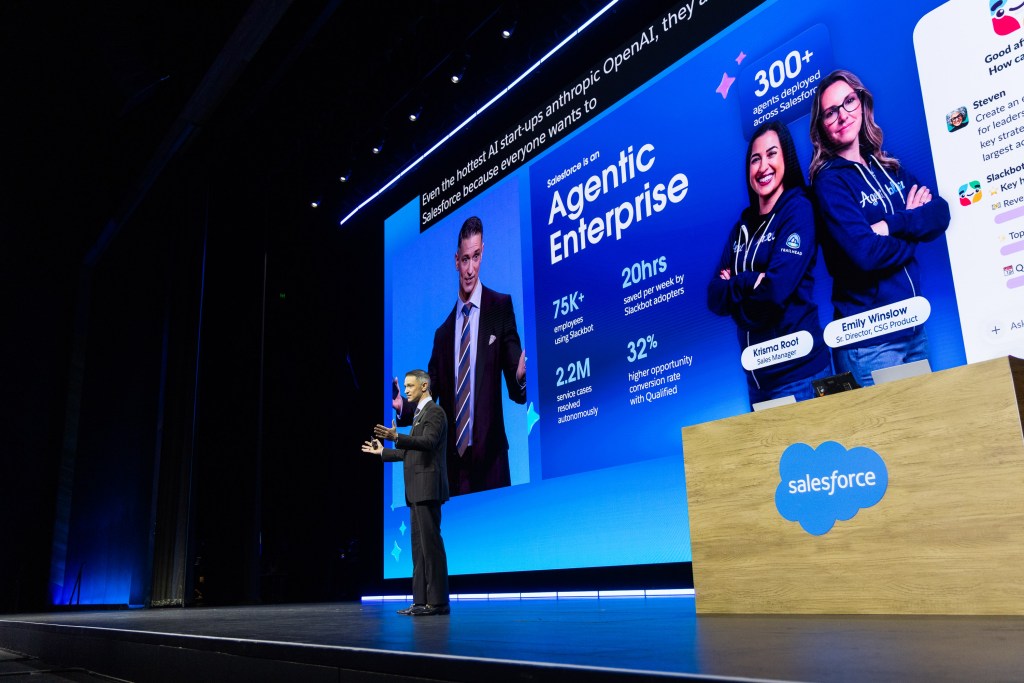 Leandro Perez presents on stage at Agentforce World Tour Melbourne