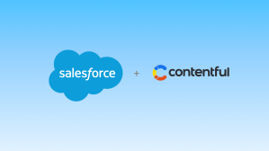 Salesforce and Contentful logos on a light blue gradient background.