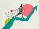 A woman walking up an arrow signifying sales strategies for Startups.
