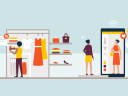 An illustration showing how AI in retail can help the shopping experience for customers.