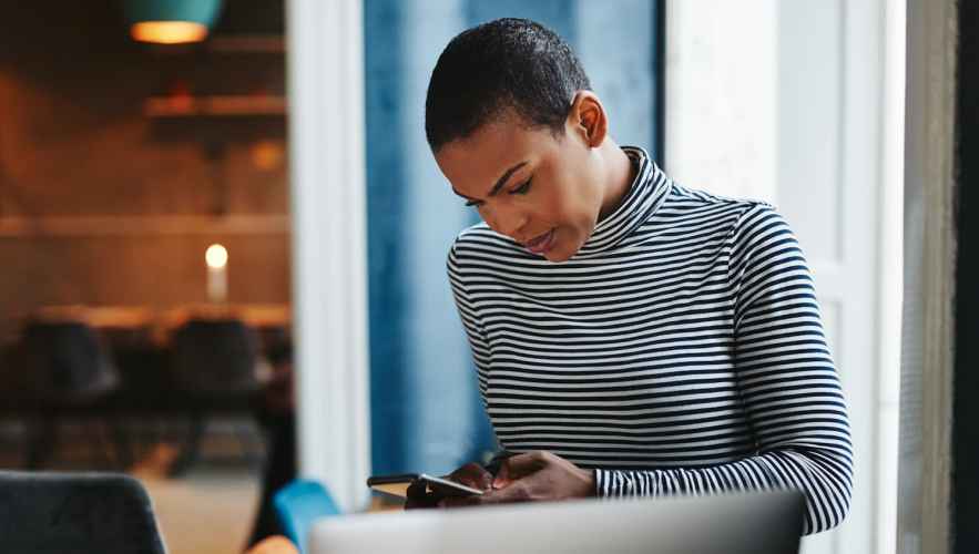 Woman using her cell phone