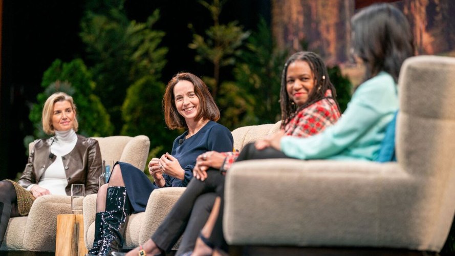 diverse group of women on stage at dreamforce '19 equality summit