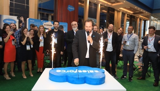 Photo of Salesforce 20th birthday cloud logo cake in Istanbul