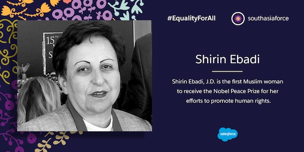 Shirin Ebadi, J.D. is the first Muslim woman to receive the Nobel Peace Prize for her efforts to promote human rights.